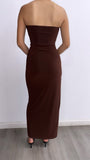 Una Noche Mas Tube Maxi Dress- Brown
