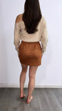 Favorite Season High Rise Suede Mini Skirt- Camel