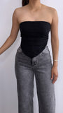 Kels Pin Striped Tube Top- Black/White
