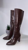 Wild About You Knee High Croc Boots- Chocolate