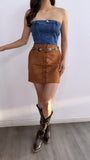 Shyla Denim Tube Corset Top- Medium Wash
