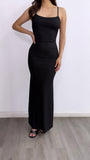 Look My Way Ribbed Maxi DRess- Black