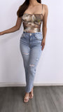 Carlitos High Rise Straight Leg Jeans- Light Wash