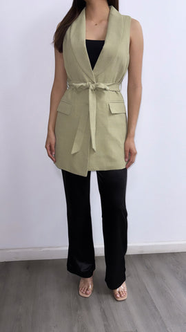 Olivia Belted Vest- Sage