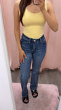 Tony High Rise Cuffed Straight Leg Jeans- Dark Wash