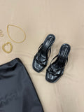 Bottoms Up Sandal Heel- Black Croc
