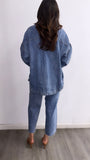 Franco Oversized Washed Denim Shaket- Medium Wash