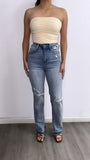 Shilah Ruched Tube Top- Butter Cream