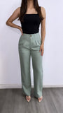 By The Coast High Rise Linen Pants- Turquoise
