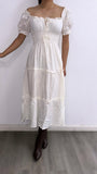 Igual Que Un Angel Eyelet Flowy Midi Dress-Cream