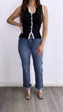 Tony High Rise Cuffed Straight Leg Jeans- Dark Wash