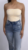 Shilah Ruched Tube Top- Butter Cream