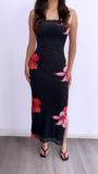 Sunset On The Sand Floral Tube Mesh Maxi Dress- Black Multi