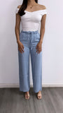 Talia High Rise Flowy Pants- Light Blue