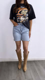 Adam High Rise Denim Dad Shorts- Light Wash