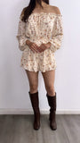 Much To Love Floral Off Shoulder Romper- Cream
