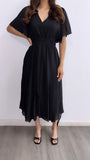 See You There Hi-Low Flowy Maxi Dress-Black