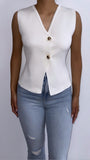 Arlene Thick Ribbed Vest Top- Ivory