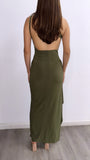 Dark Till Daylight Assymetrical Maxi Dress- Olive