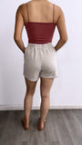 Set N Go Acid Wash Jogger Shorts- Beige