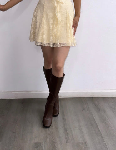 Stand By Me Faux Leather Knee High Boots- Brown