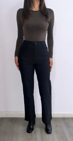 Lydia Long Sleeve Bodysuit- Espresso