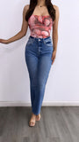 Laury Floral Mesh Bodsyuit- Pink Multi