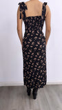 Cariño Floral Midi Dress- Black