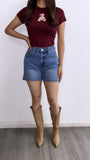 Ben High Rise Boyfriend Denim Shorts- Medium Wash