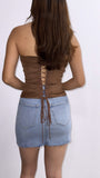 Cowboy Cartrer Suede Western Corset Top- Mocha