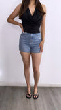 Solana Silk Halter Top- Black