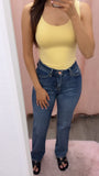 Tony High Rise Cuffed Straight Leg Jeans- Dark Wash