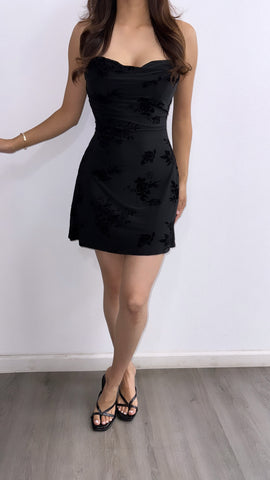 Forever Loved Floral Flowy Mini Dress- Black