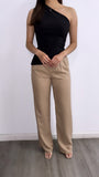 Lily Assymetrical Ruched Top- Black