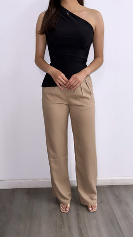 Lily Assymetrical Ruched Top- Black