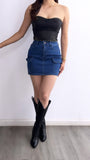 Gitana Faux Leather Studded Corset Top- Black
