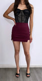 No Pressure High Rise Mini Skort- Burgandy