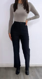 Minimalist High Rise Straight Leg Pants- Black