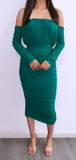 Your Biggest Desire Off Shoulder Midi Dress- Teal