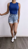 Luciano High Rise Mom Denim Shorts- Light Wash