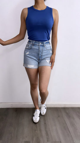 Luciano High Rise Mom Denim Shorts- Light Wash