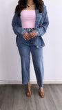 Franco Oversized Washed Denim Shaket- Medium Wash