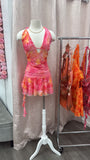 Se Puso Linda Halter Mesh Mini Dress- Pink Multi
