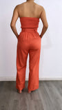 De Dia Linen Tube Jumpsuit- Coral