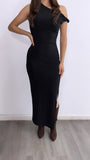 Wild Elegance Assymetrical Maxi Dress- Black