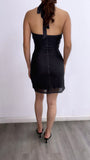 Best Of Me Polka Dot Mesh Halter Mini Dress- Black
