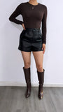 Night Dreamer High Rise Faux Leather Shorts- Black