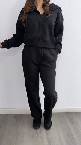 Sunday Afternoon Straight Leg Sweat Set- Black