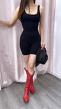 SNATCHED Ribbed Unitard/Romper- Black