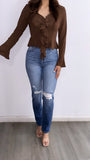 Alberto High Rise Straight Leg Jeans- Dark Wash